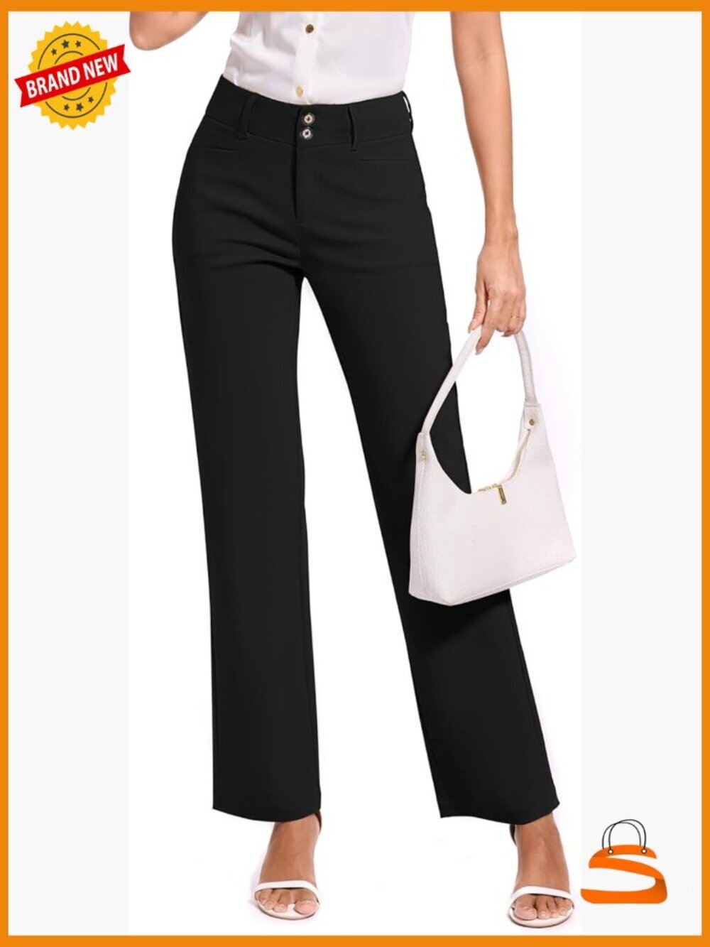 Women's Stretch Straight Leg Pants with Pockets Business Casual Wear to Work